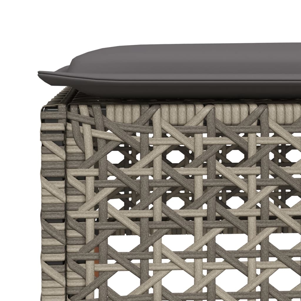 Large Garden Stool with Cushion in Poly Rattan