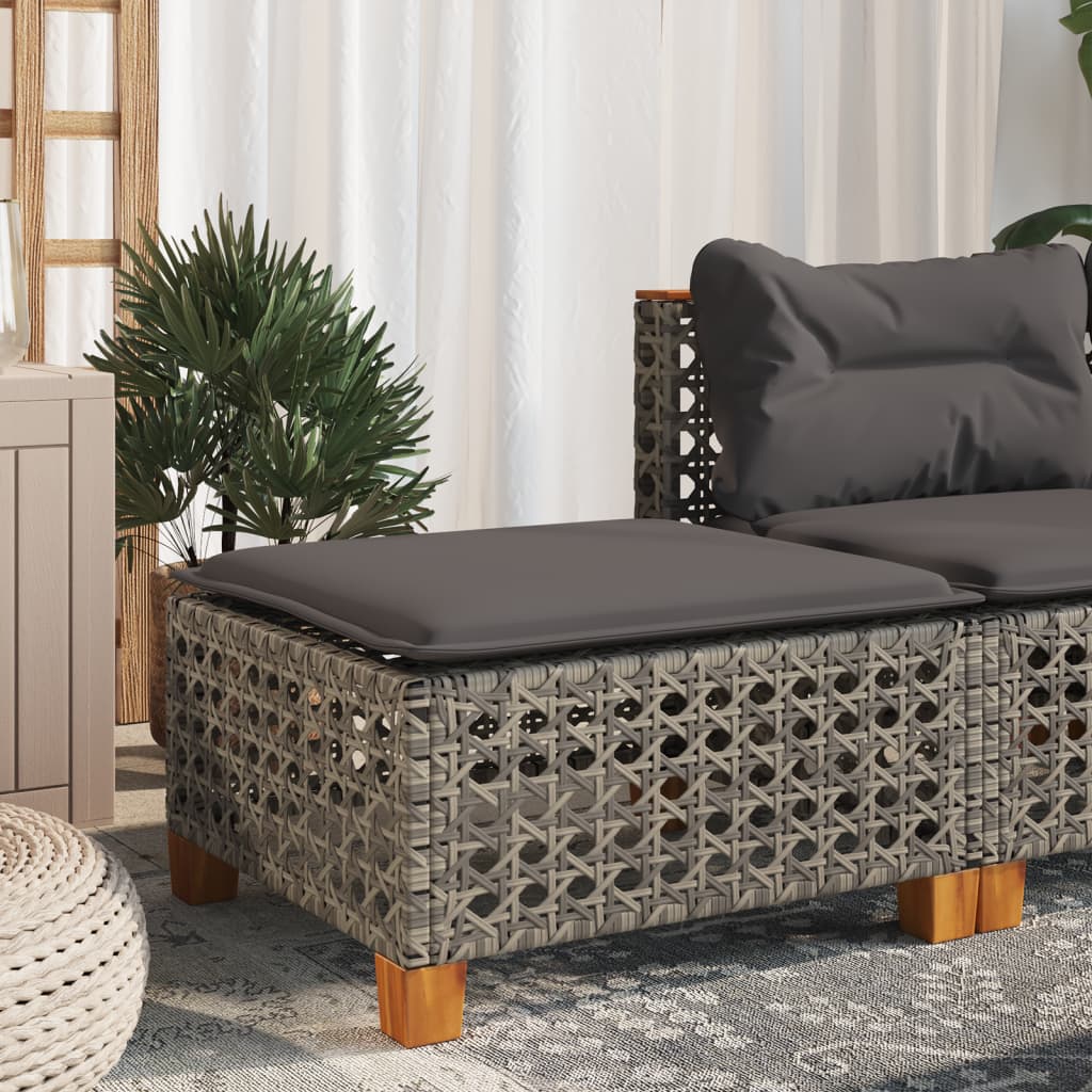 Large Garden Stool with Cushion in Poly Rattan