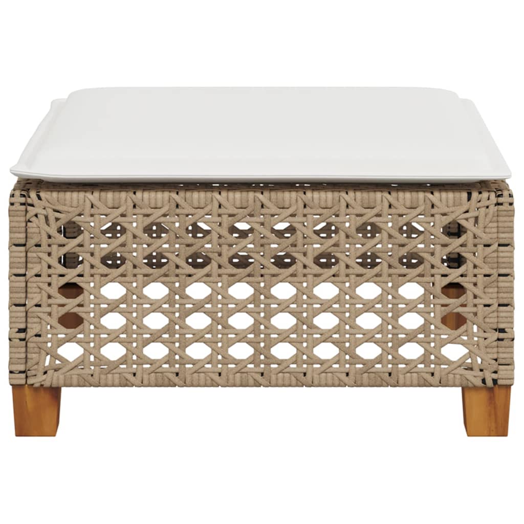 Large Garden Stool with Cushion in Poly Rattan