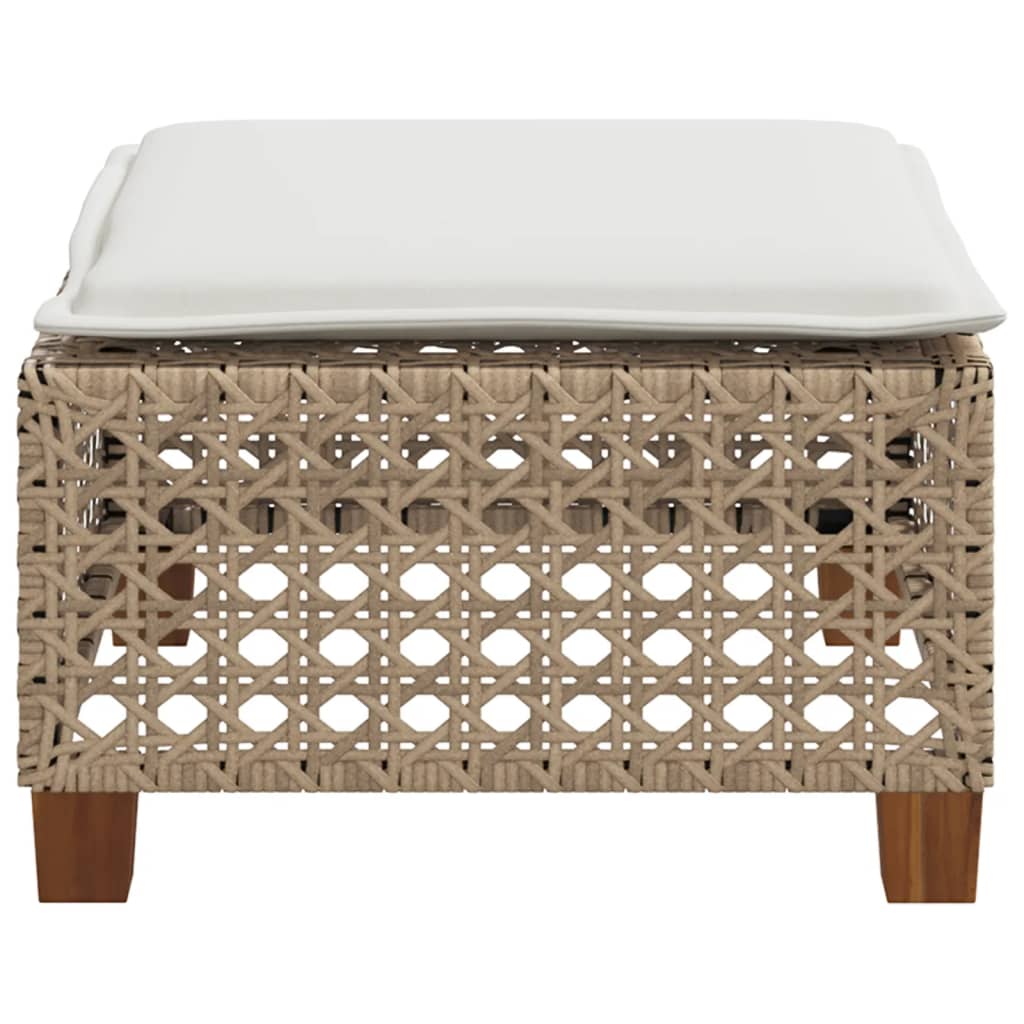 Large Garden Stool with Cushion in Poly Rattan