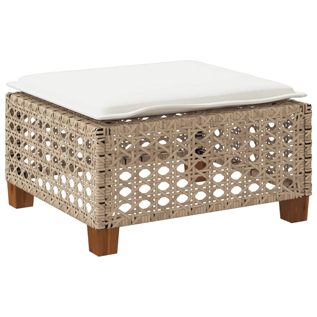 Large Garden Stool with Cushion in Poly Rattan