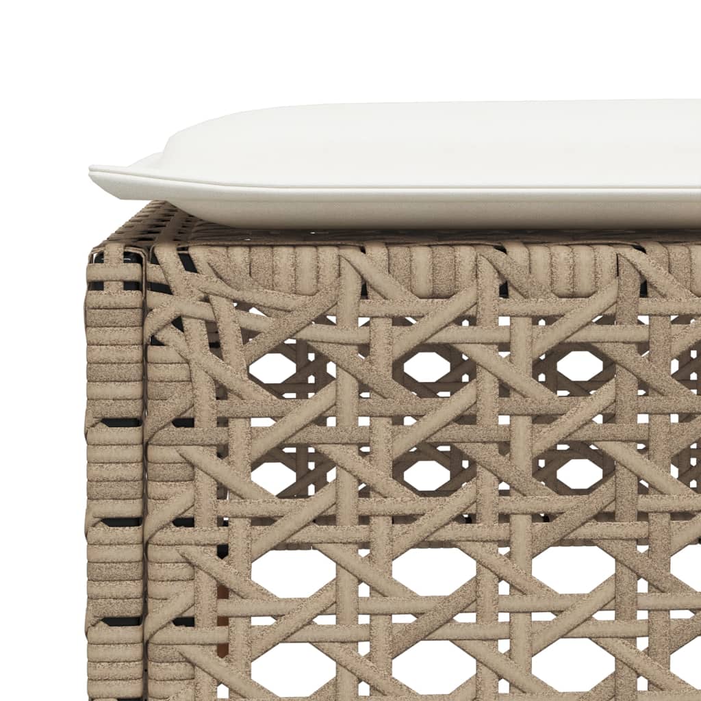 Large Garden Stool with Cushion in Poly Rattan
