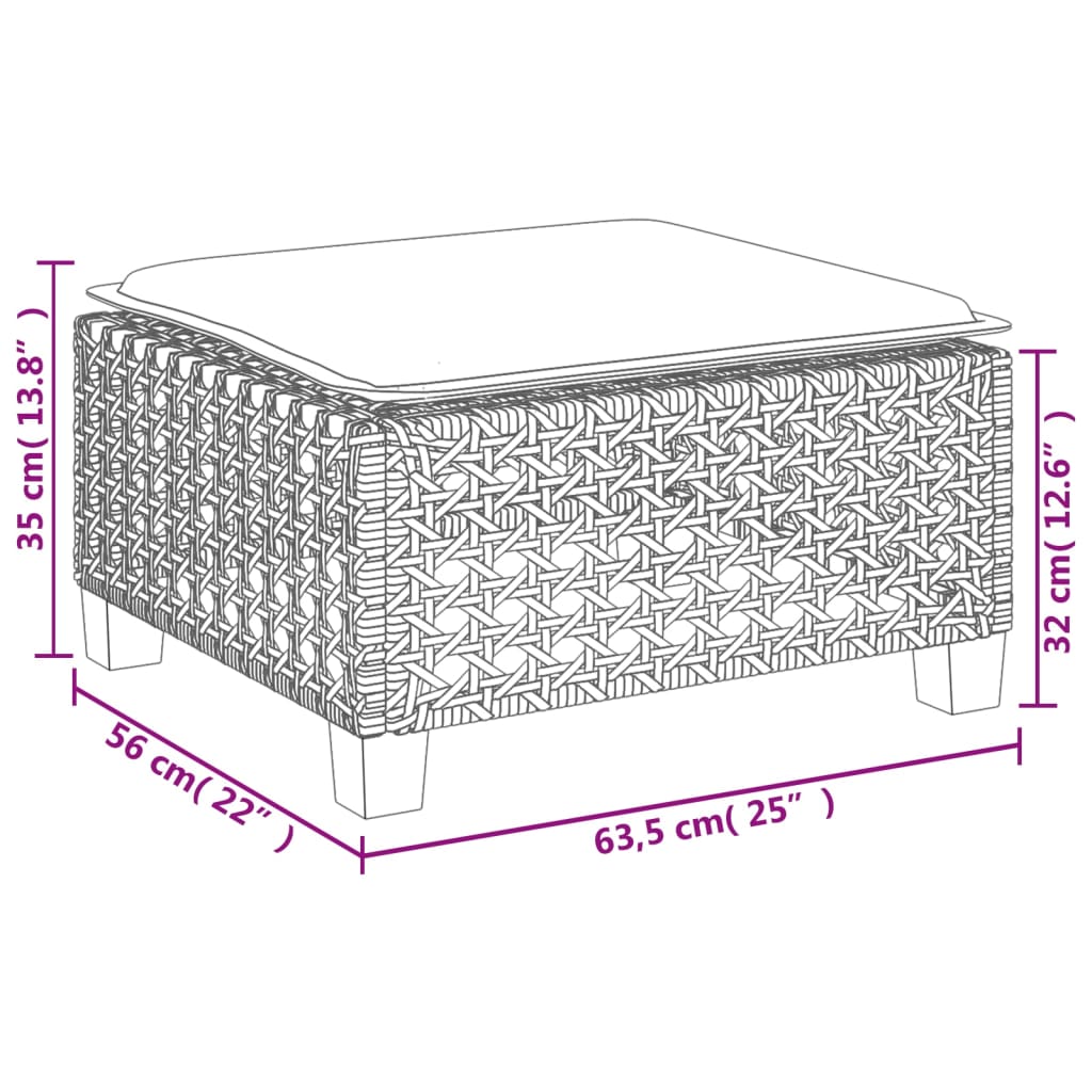 Large Garden Stool with Cushion in Poly Rattan