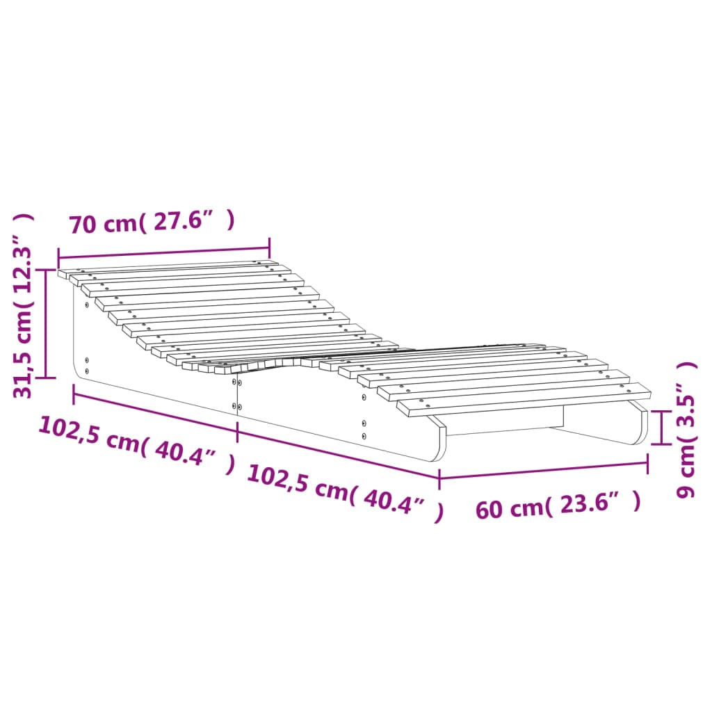 Solid Wood Curved Sun Lounger