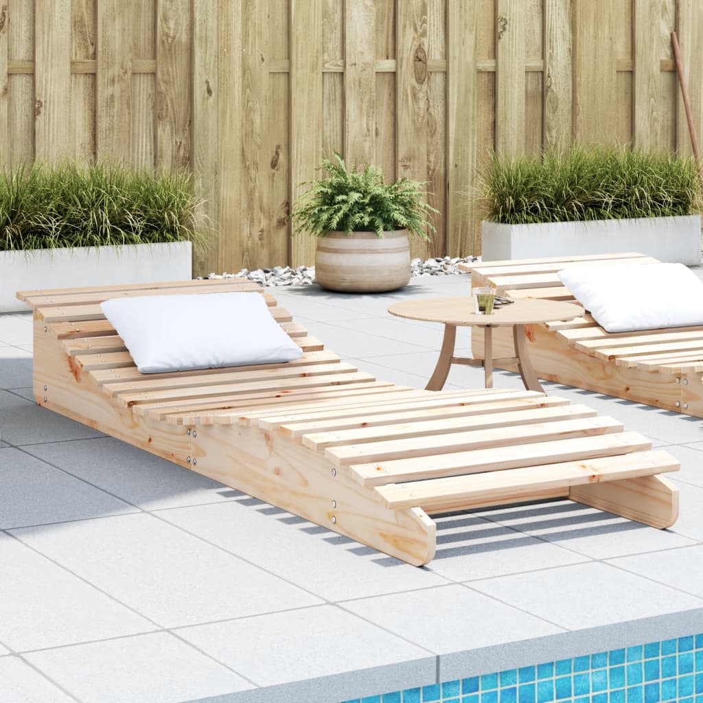 Solid Wood Curved Sun Lounger