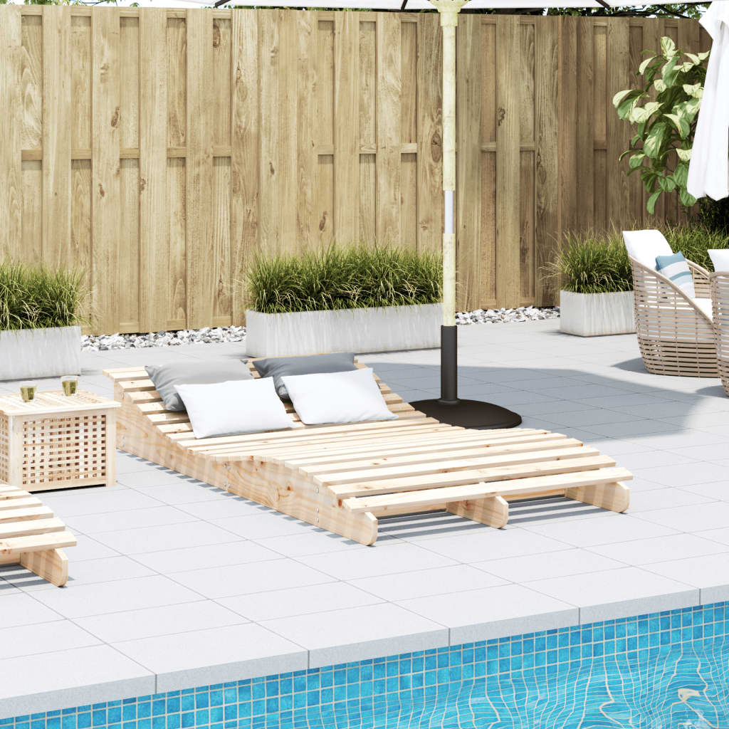 Solid Wood Curved Twin Sun Lounger