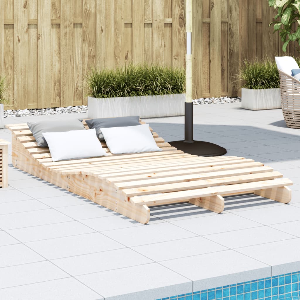Solid Wood Curved Twin Sun Lounger