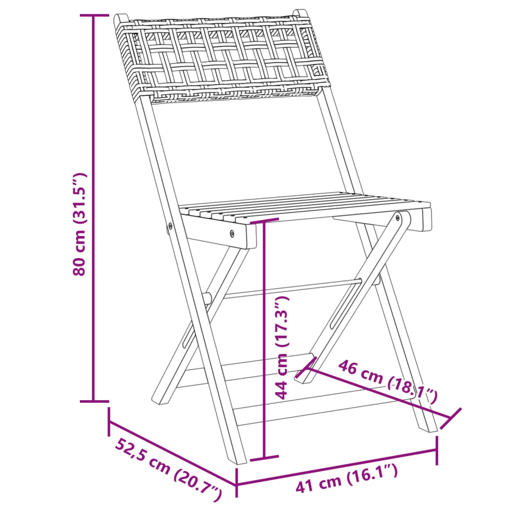 Bistro Chairs 2 pcs in Solid Acacia Wood with choice of Backrest