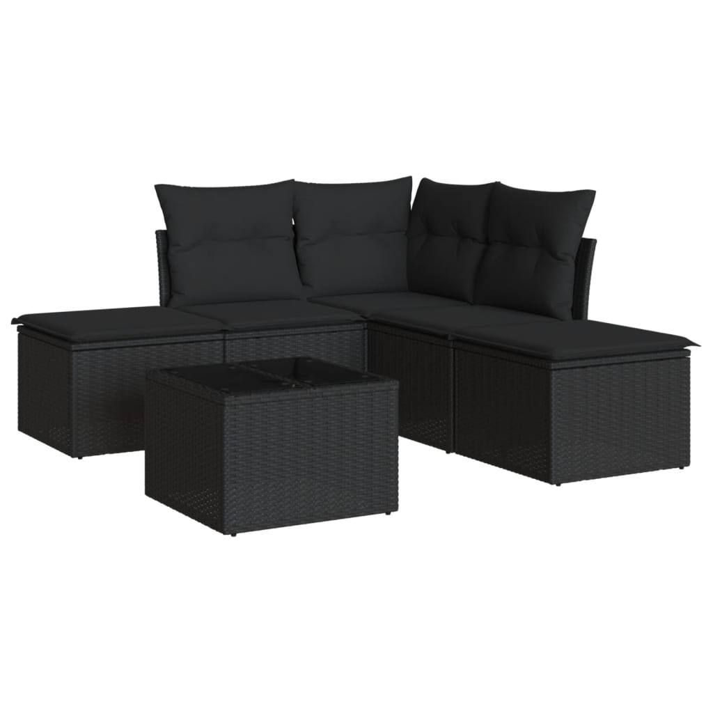 6 Piece Rattan Corner Sofa Set with Cushions