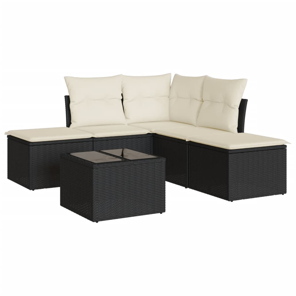 6 Piece Rattan Corner Sofa Set with Cushions
