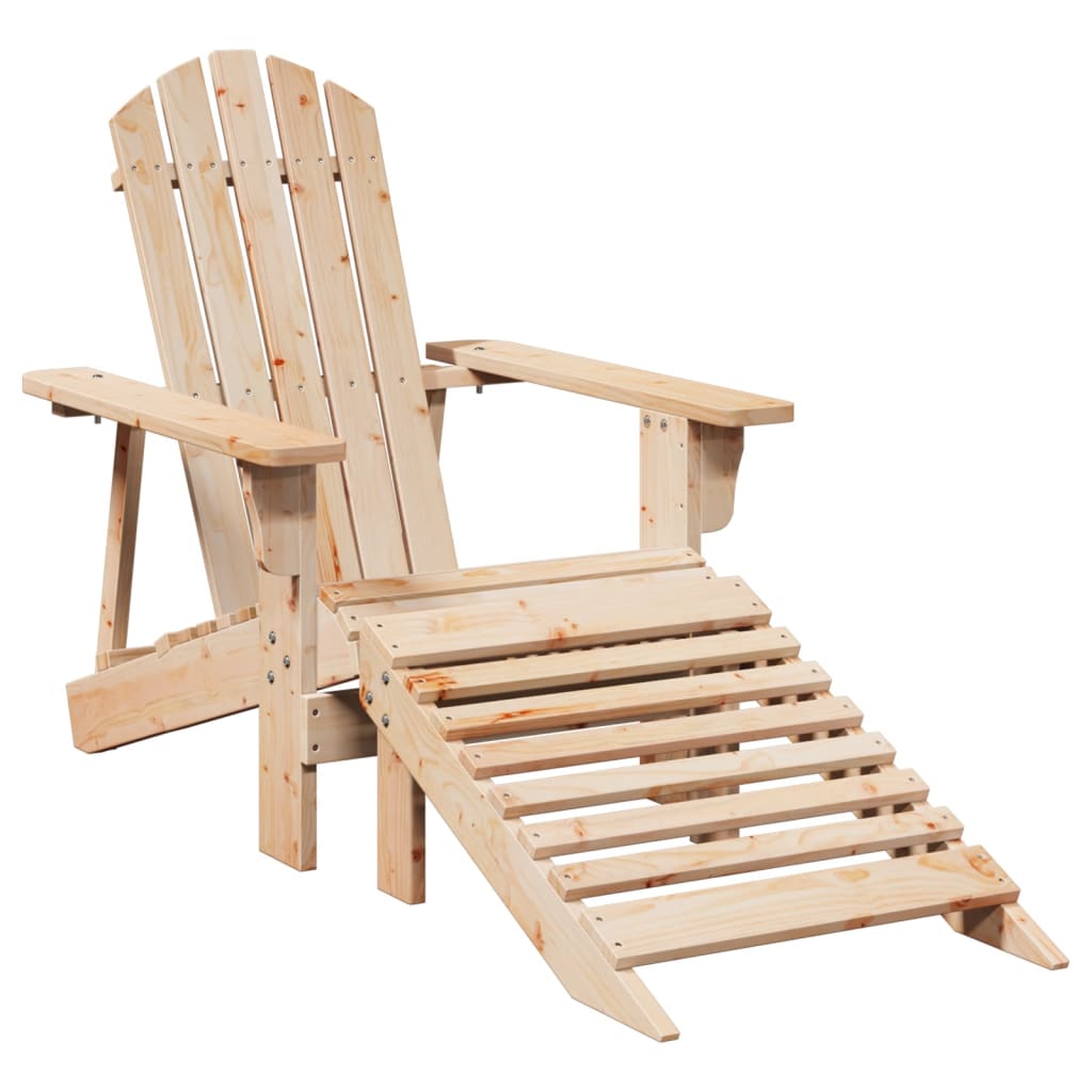 Adirondack Chair with Ottoman in Solid Fir Wood