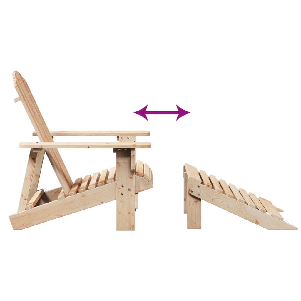 Adirondack Chair with Ottoman in Solid Fir Wood