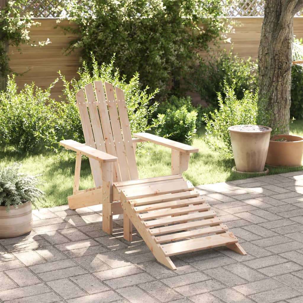 Adirondack Chair with Ottoman in Solid Fir Wood