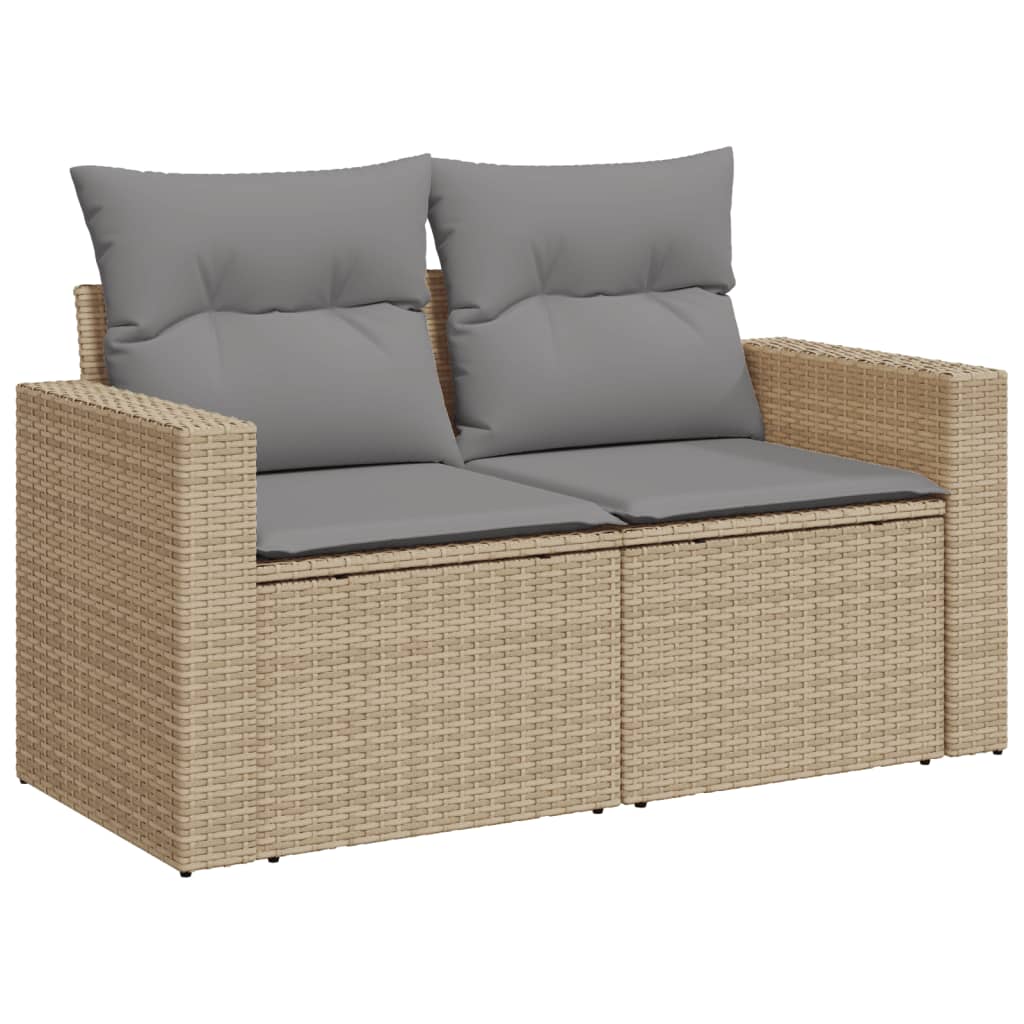 10 Piece Garden Sofa Set with Cushions in Poly Rattan and Acacia Wood