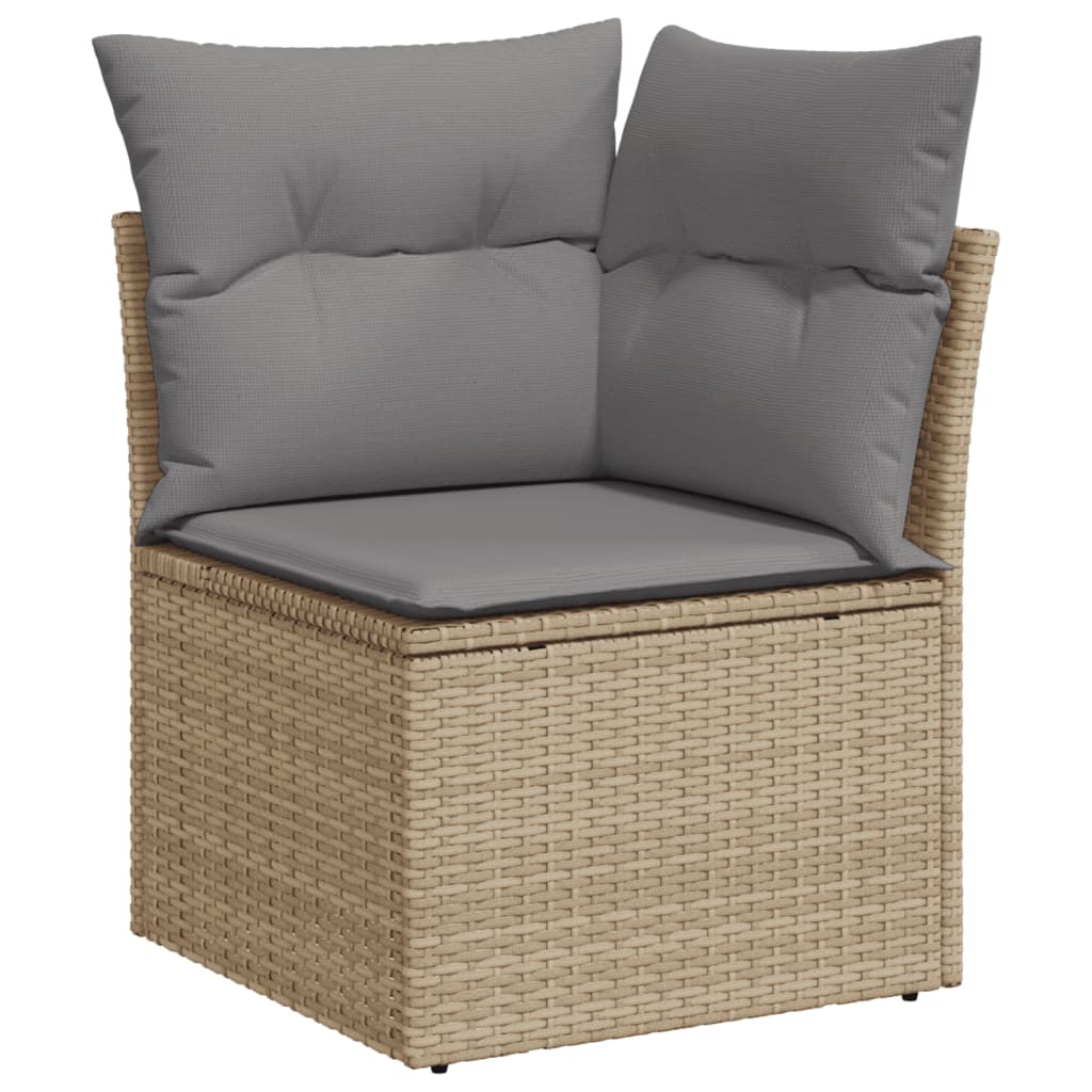 10 Piece Garden Sofa Set with Cushions in Poly Rattan and Acacia Wood