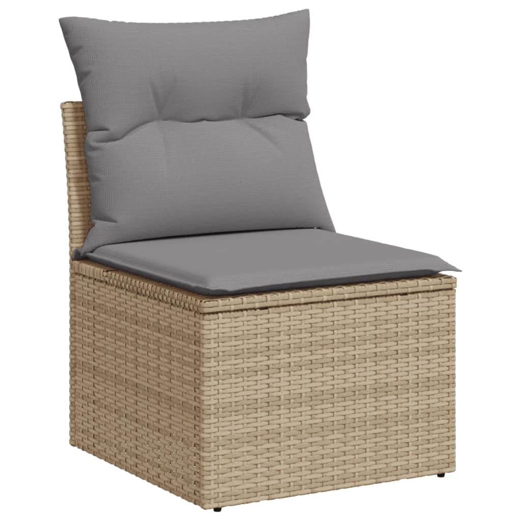 10 Piece Garden Sofa Set with Cushions in Poly Rattan and Acacia Wood