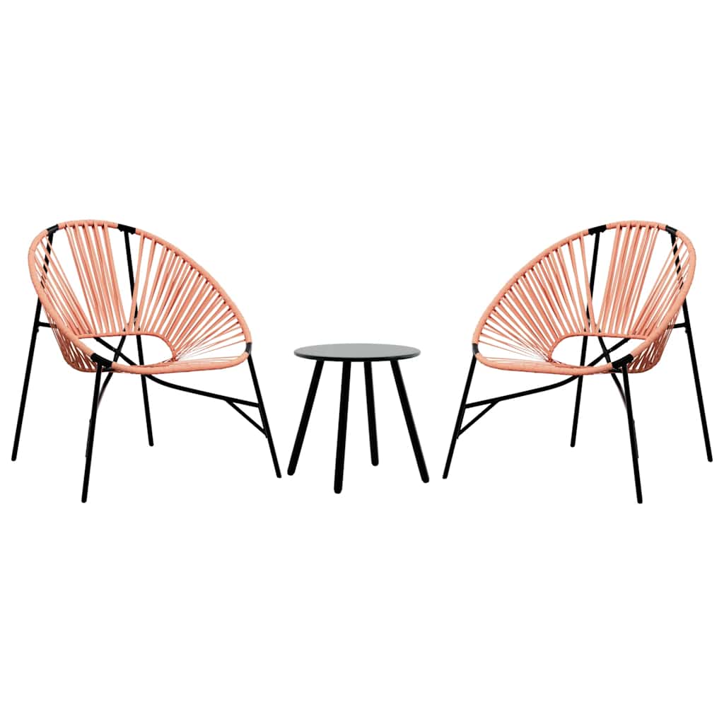 Garden Chair Set with Table in Poly Rattan - 3 pcs