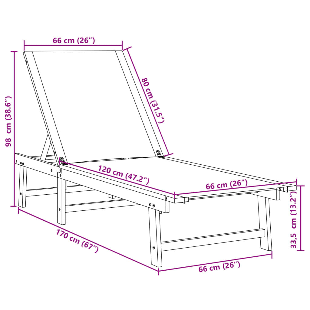 Solid Wood Acacia Sun Lounger