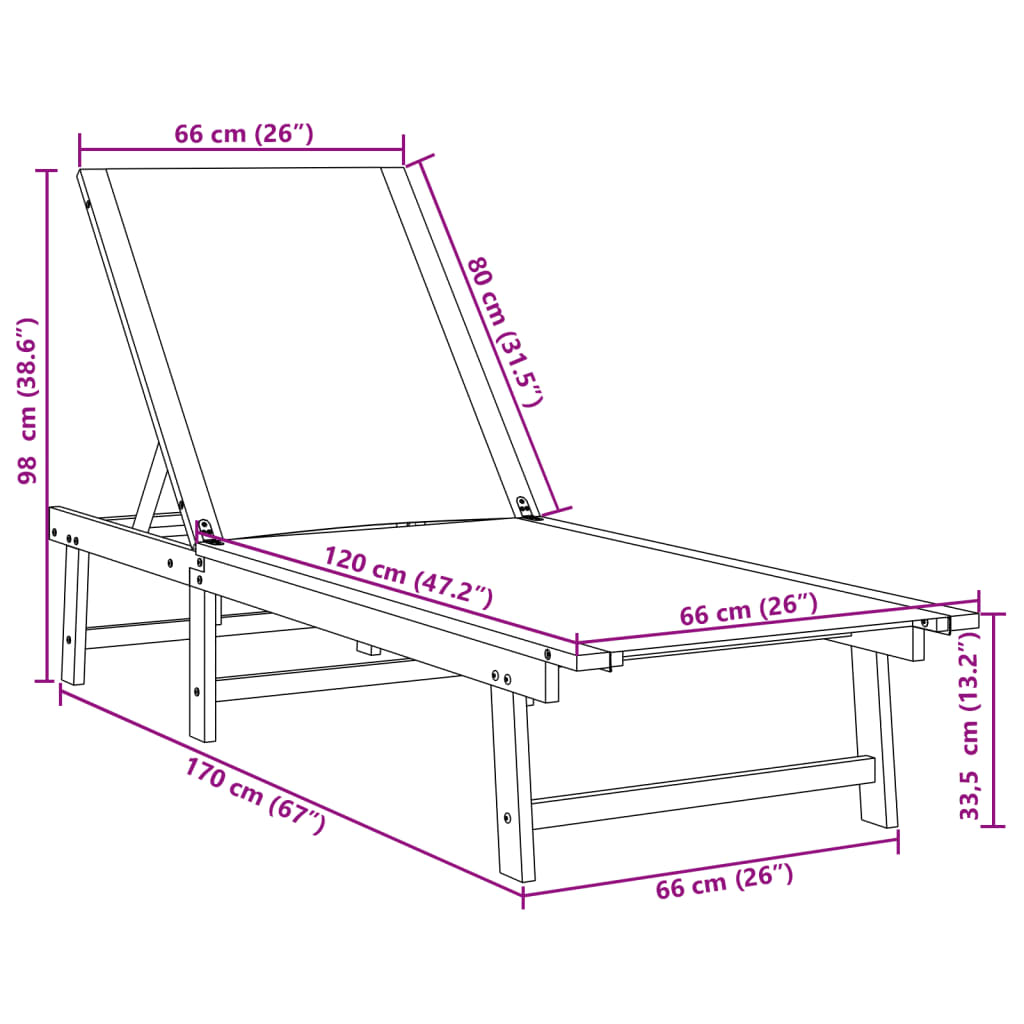 Solid Wood Acacia Sun Lounger