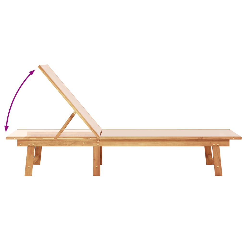 Solid Acacia Wood Sun Lounger with Table