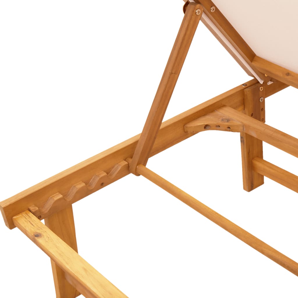 Solid Acacia Wood Sun Lounger with Table