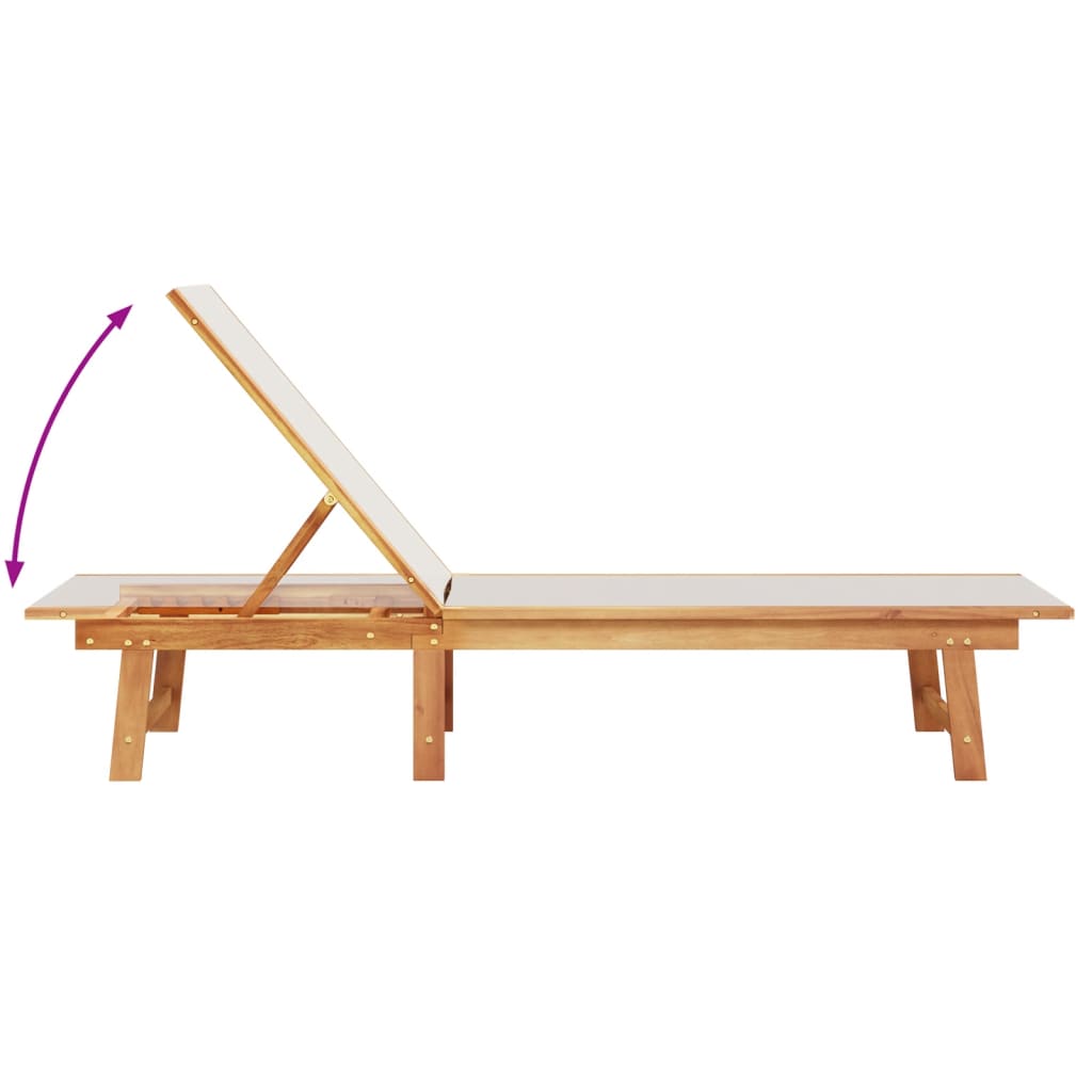 Solid Acacia Wood Sun Lounger with Table