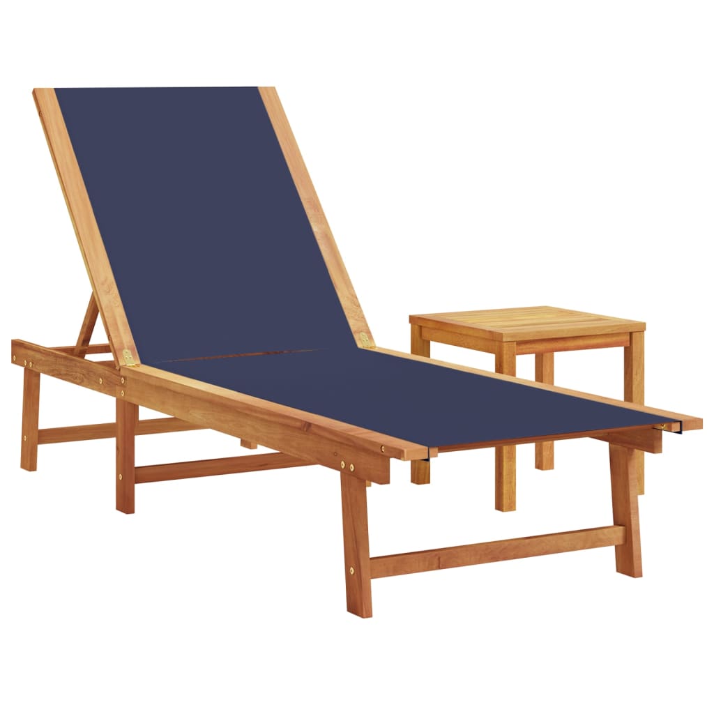 Solid Acacia Wood Sun Lounger with Table