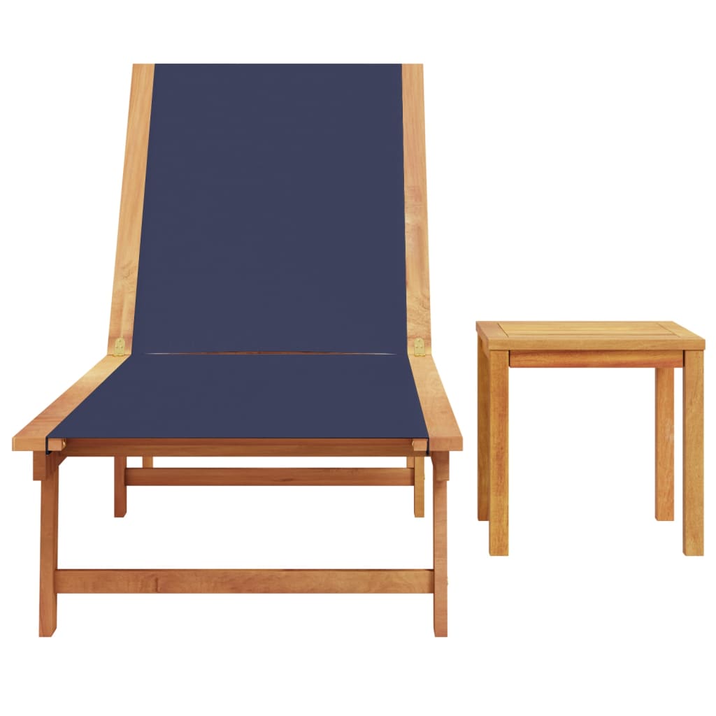 Solid Acacia Wood Sun Lounger with Table