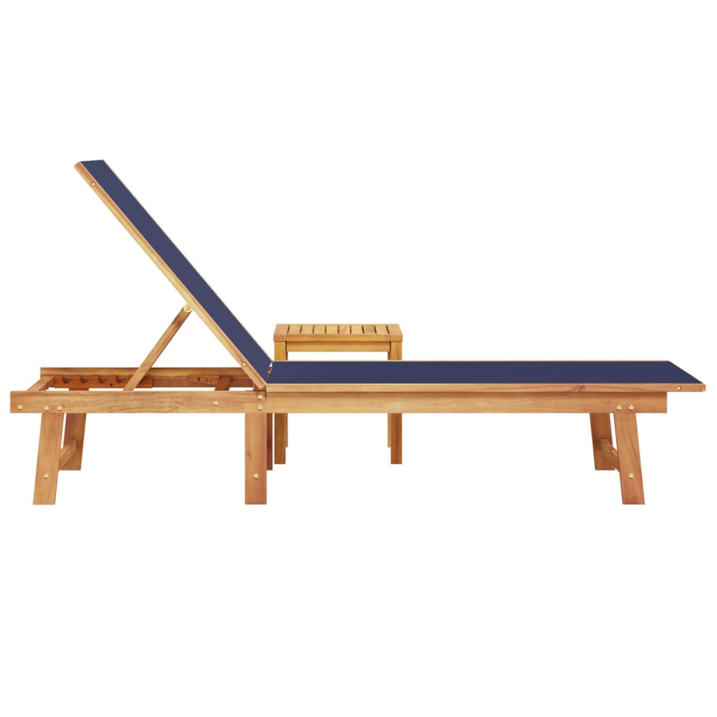 Solid Acacia Wood Sun Lounger with Table