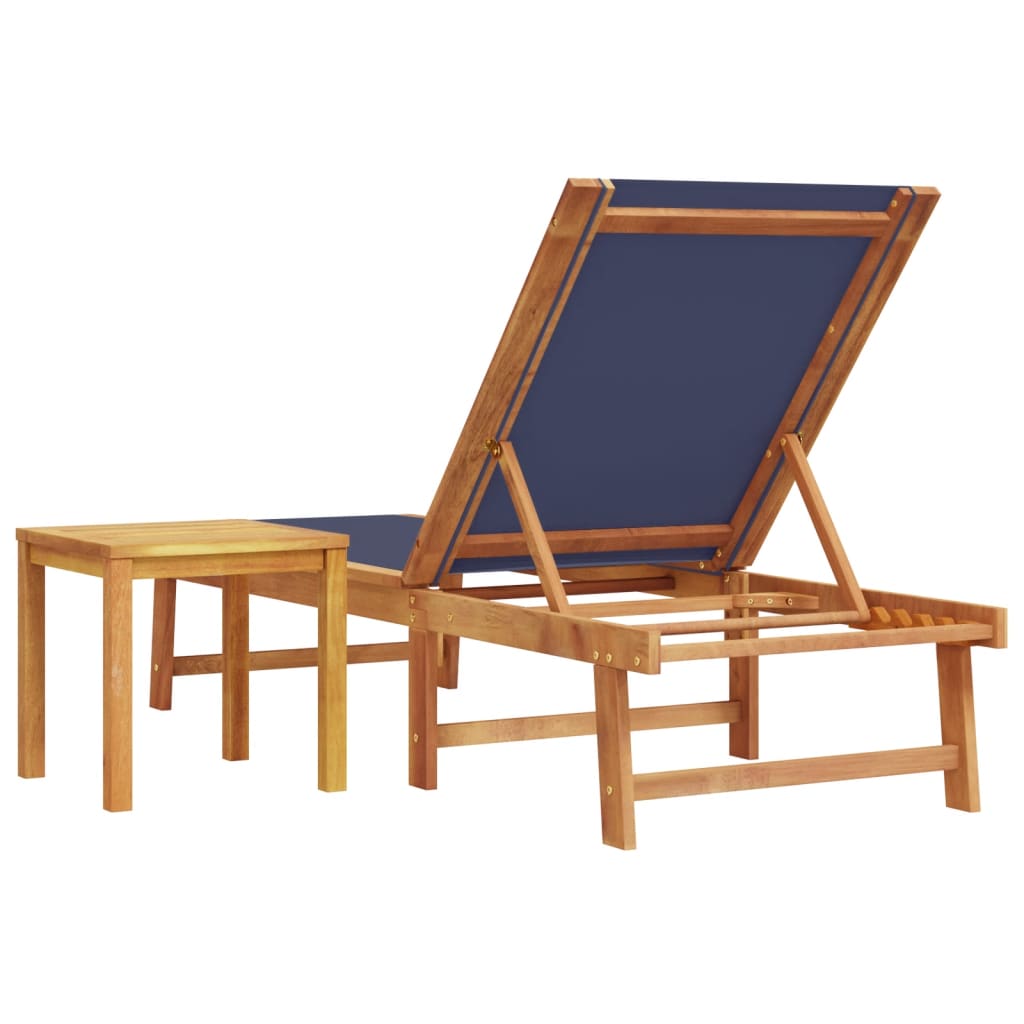 Solid Acacia Wood Sun Lounger with Table