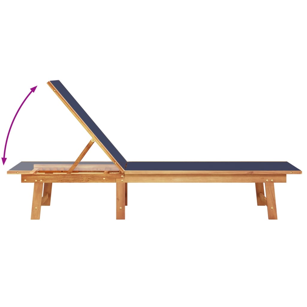 Solid Acacia Wood Sun Lounger with Table