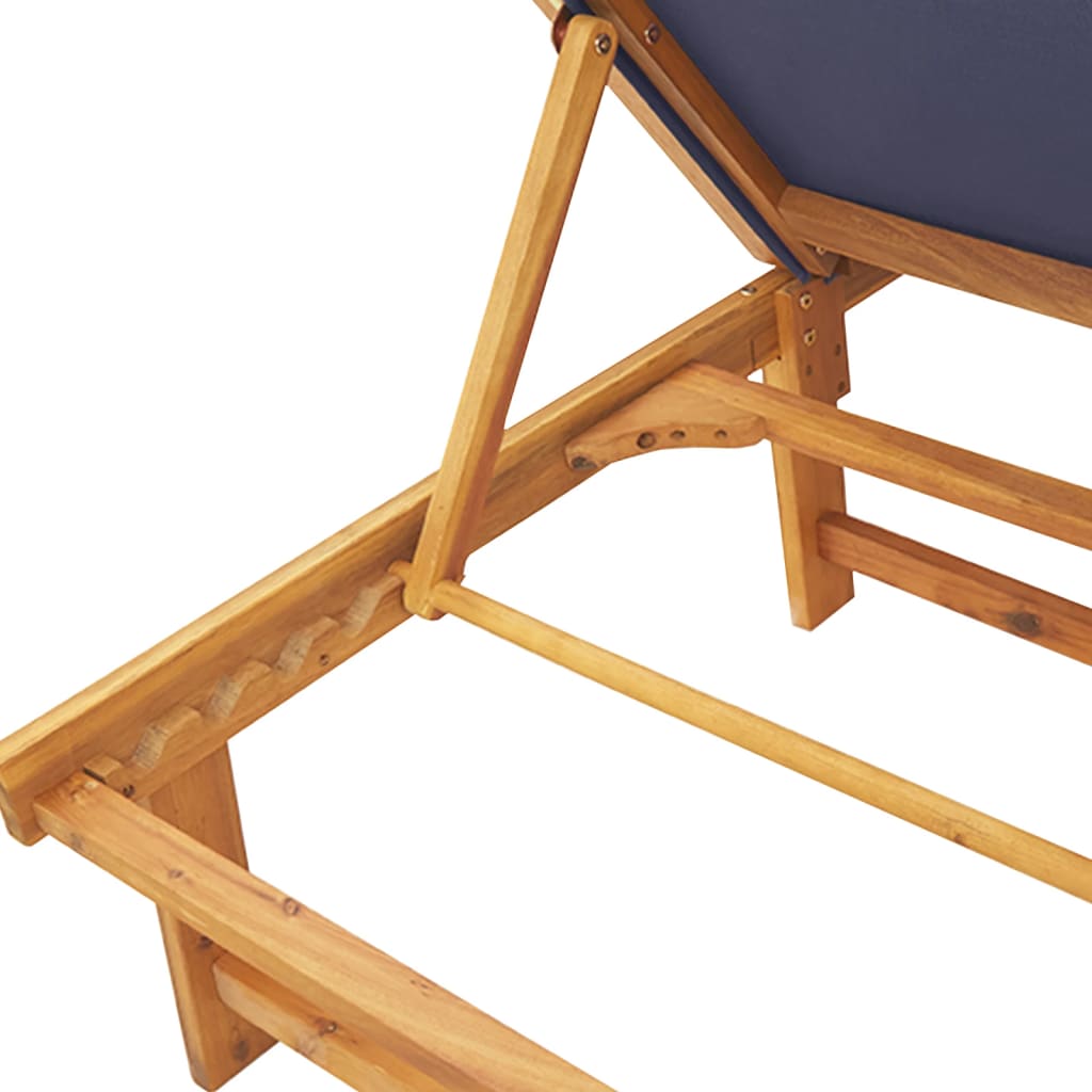 Solid Acacia Wood Sun Lounger with Table