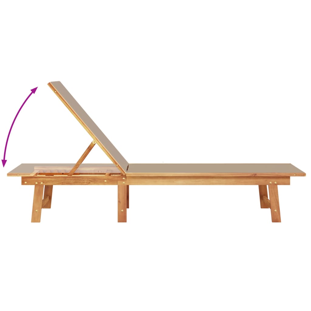 Solid Acacia Wood Sun Lounger with Table