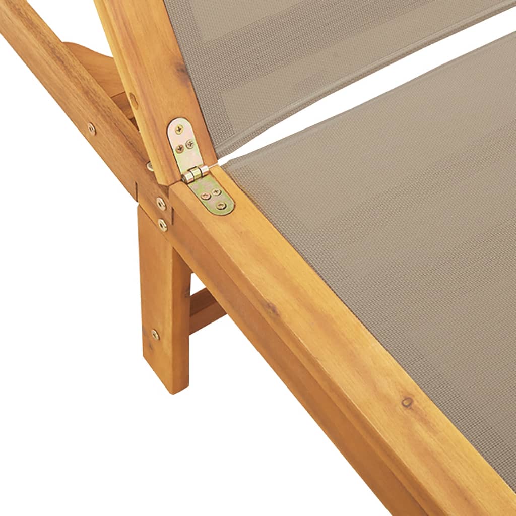 Solid Acacia Wood Sun Lounger with Table