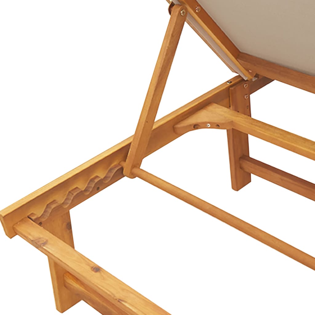 Solid Acacia Wood Sun Lounger with Table