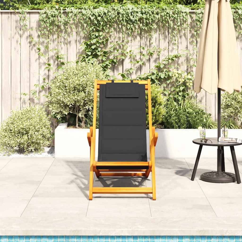 Solid Wood Folding Beach Chair with Armrests