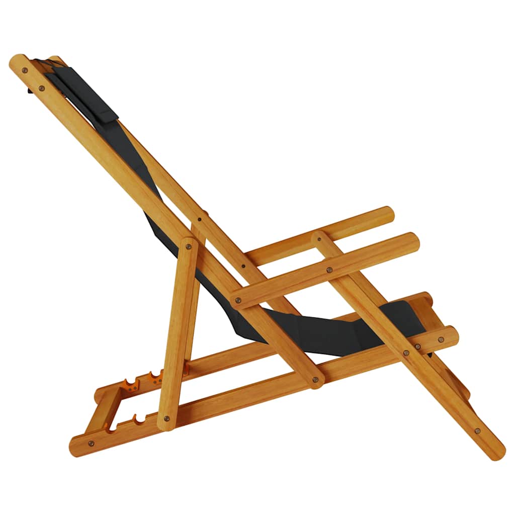 Solid Wood Folding Beach Chair with Armrests