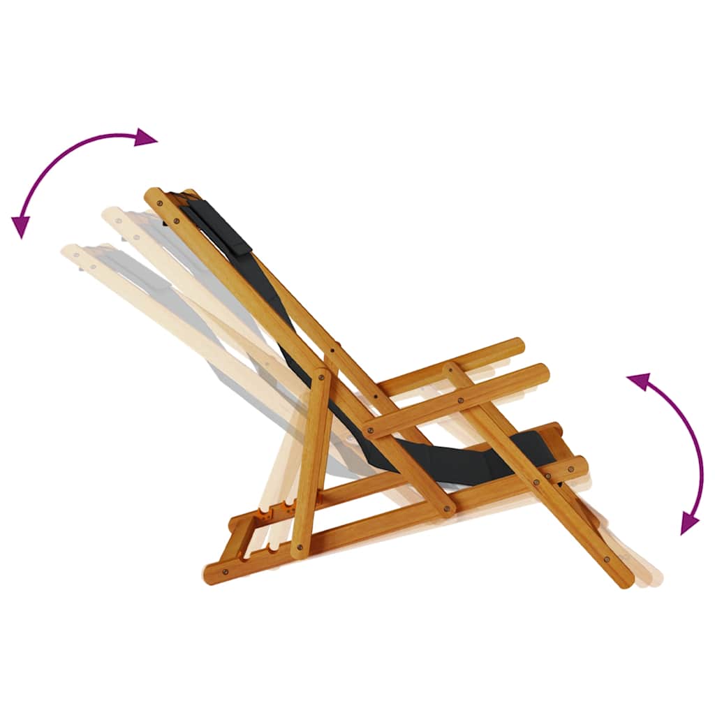 Solid Wood Folding Beach Chair with Armrests
