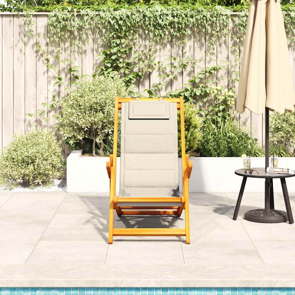 Solid Wood Folding Beach Chair with Armrests