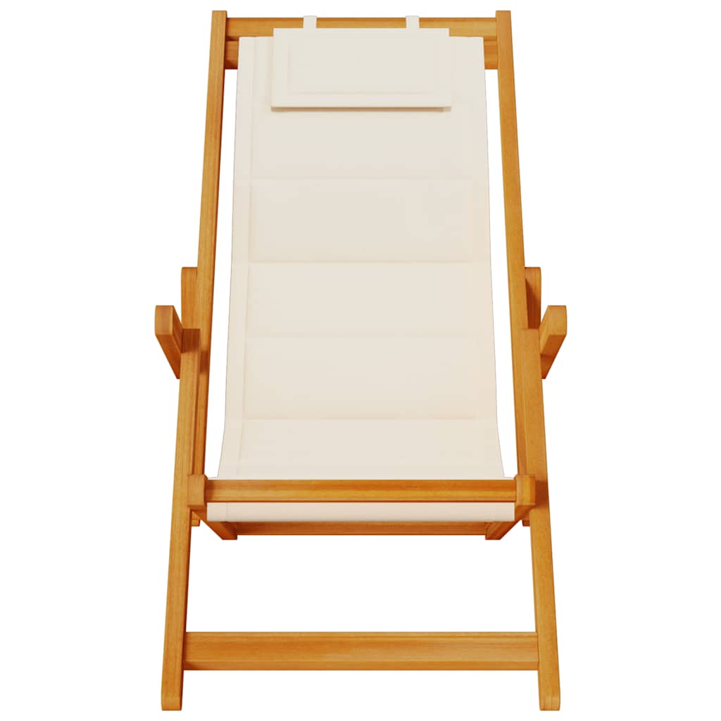 Solid Wood Folding Beach Chair with Armrests