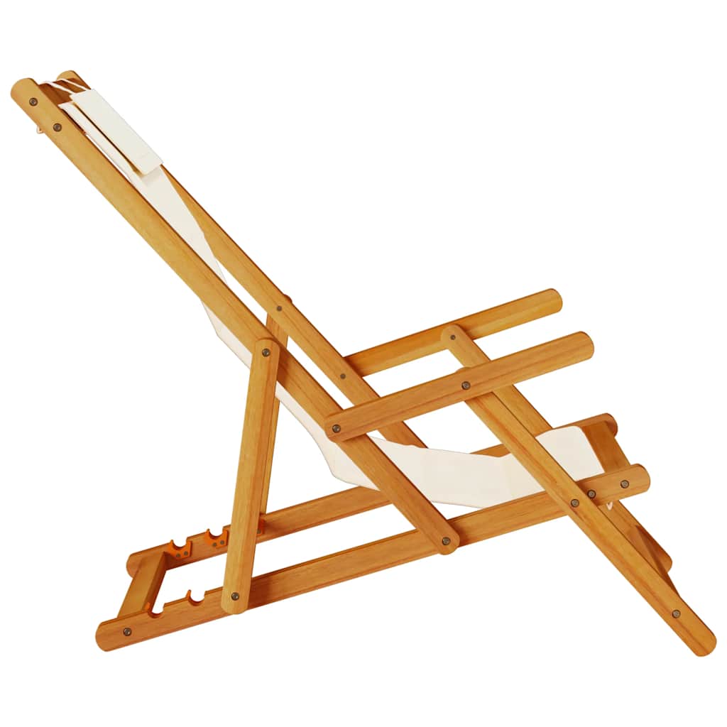 Solid Wood Folding Beach Chair with Armrests