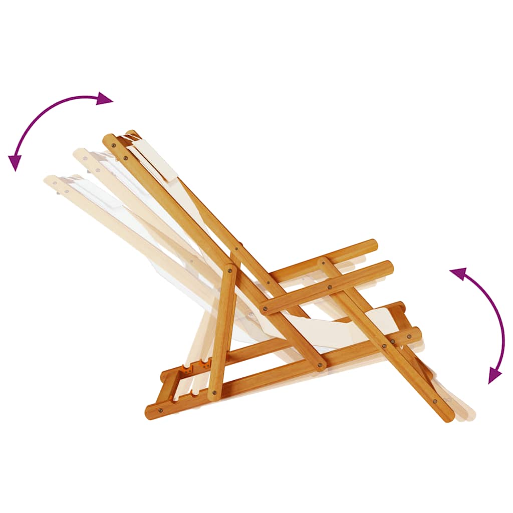 Solid Wood Folding Beach Chair with Armrests