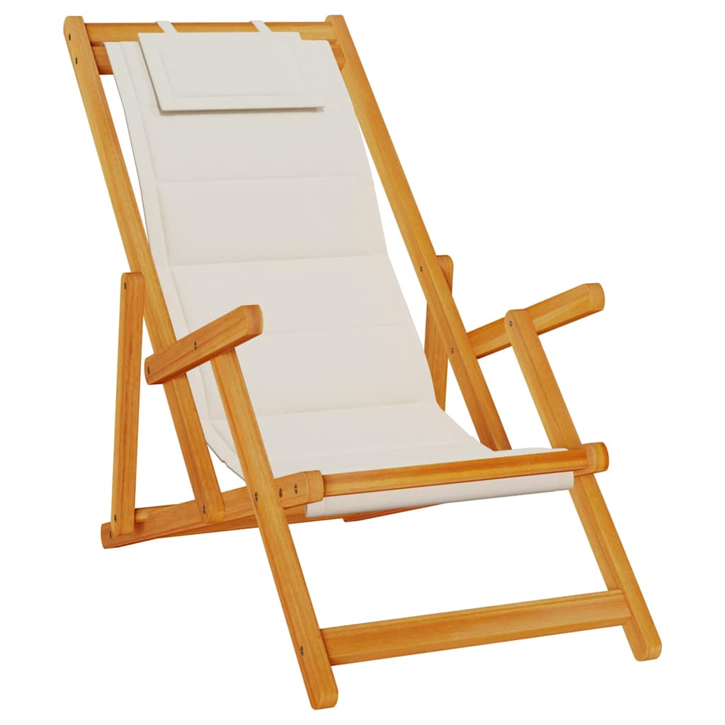 Solid Wood Folding Beach Chair with Armrests
