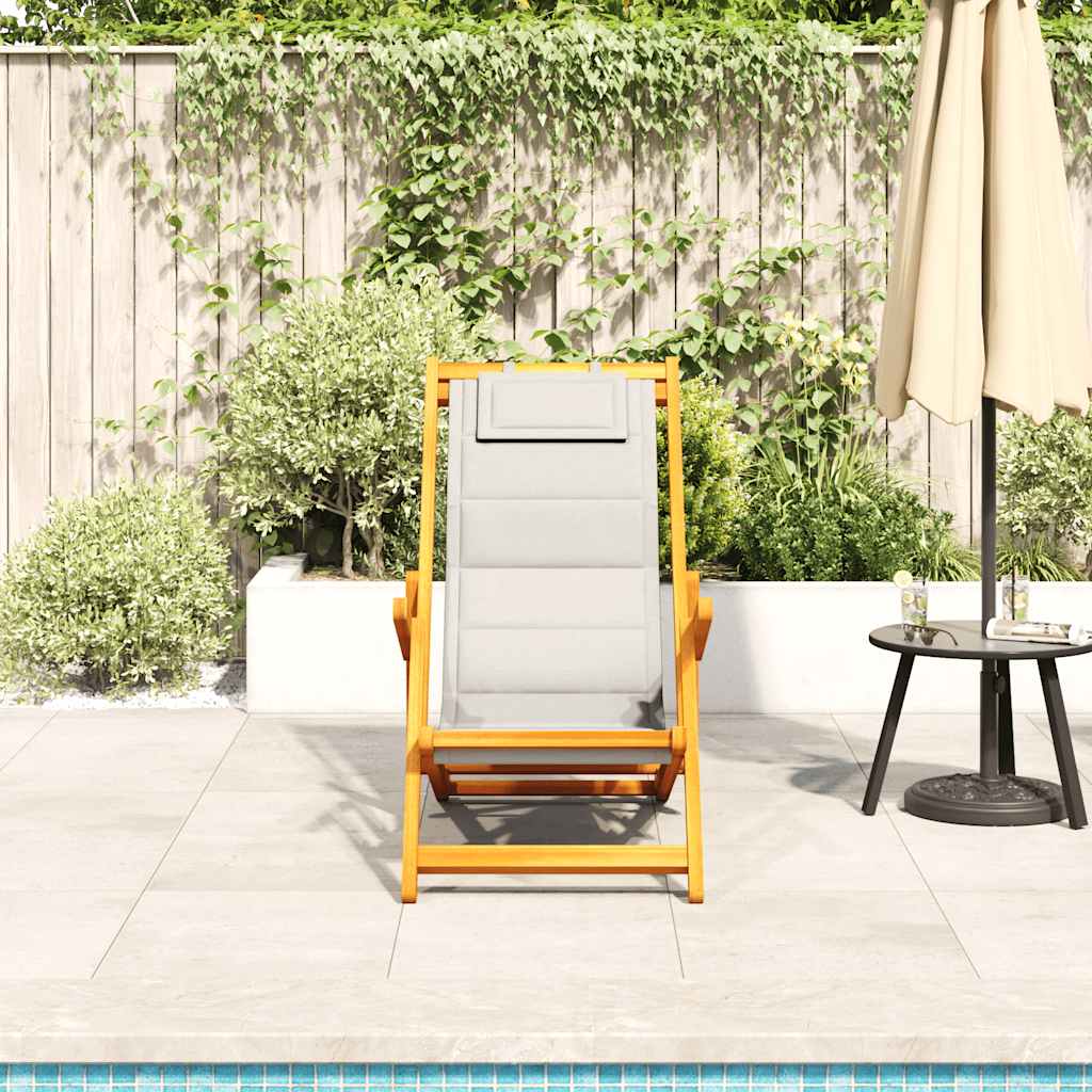 Solid Wood Folding Beach Chair with Armrests