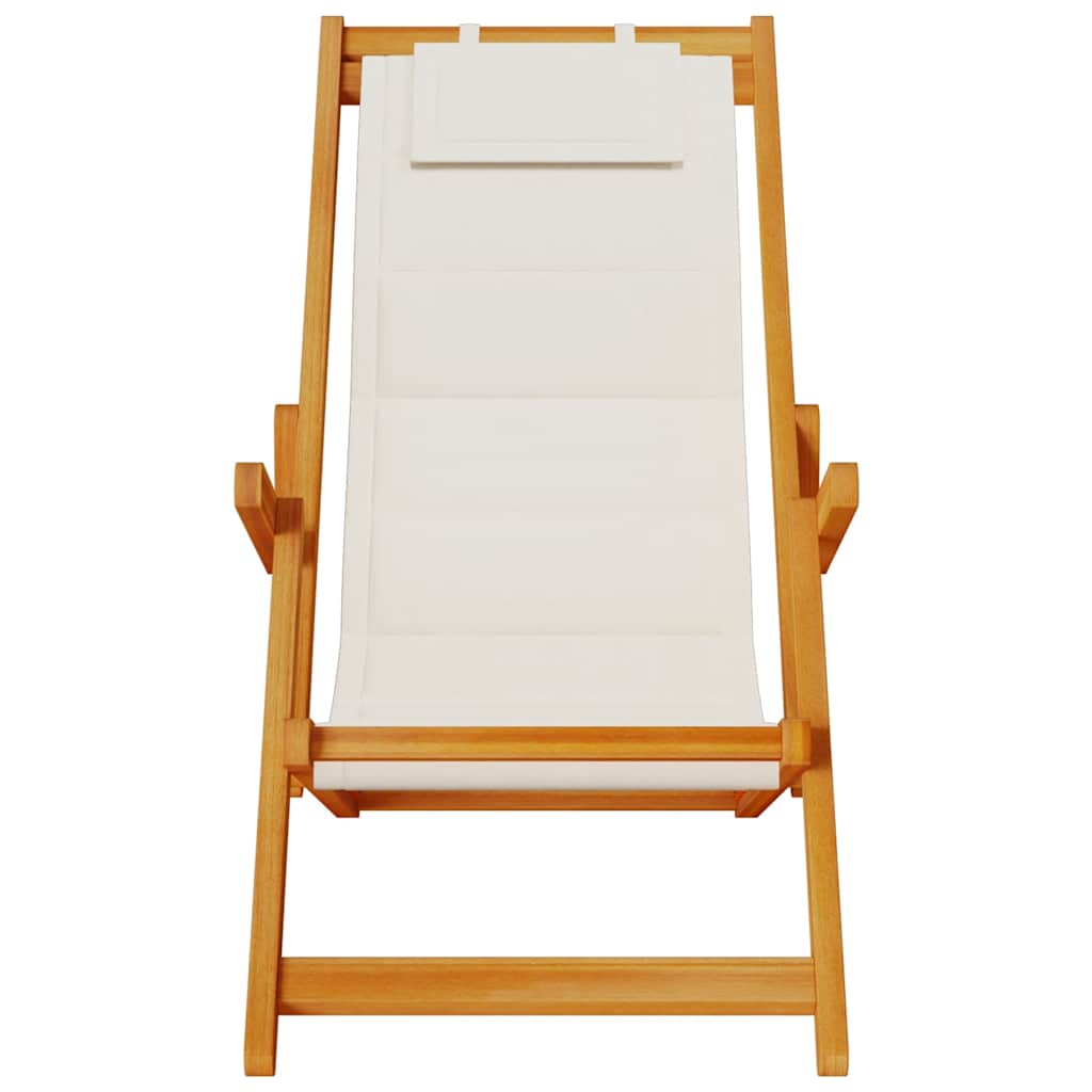 Solid Wood Folding Beach Chair with Armrests