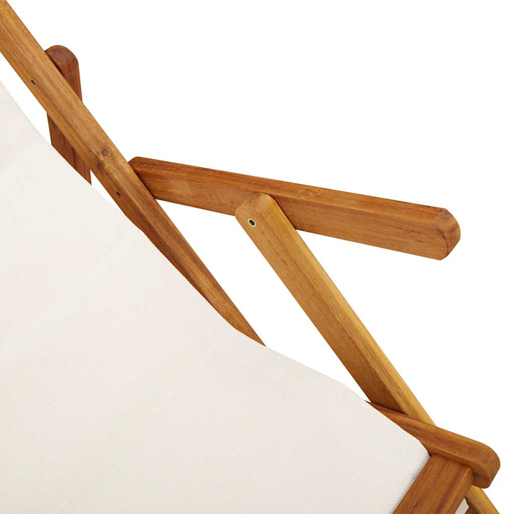 Solid Wood Folding Beach Chair with Armrests