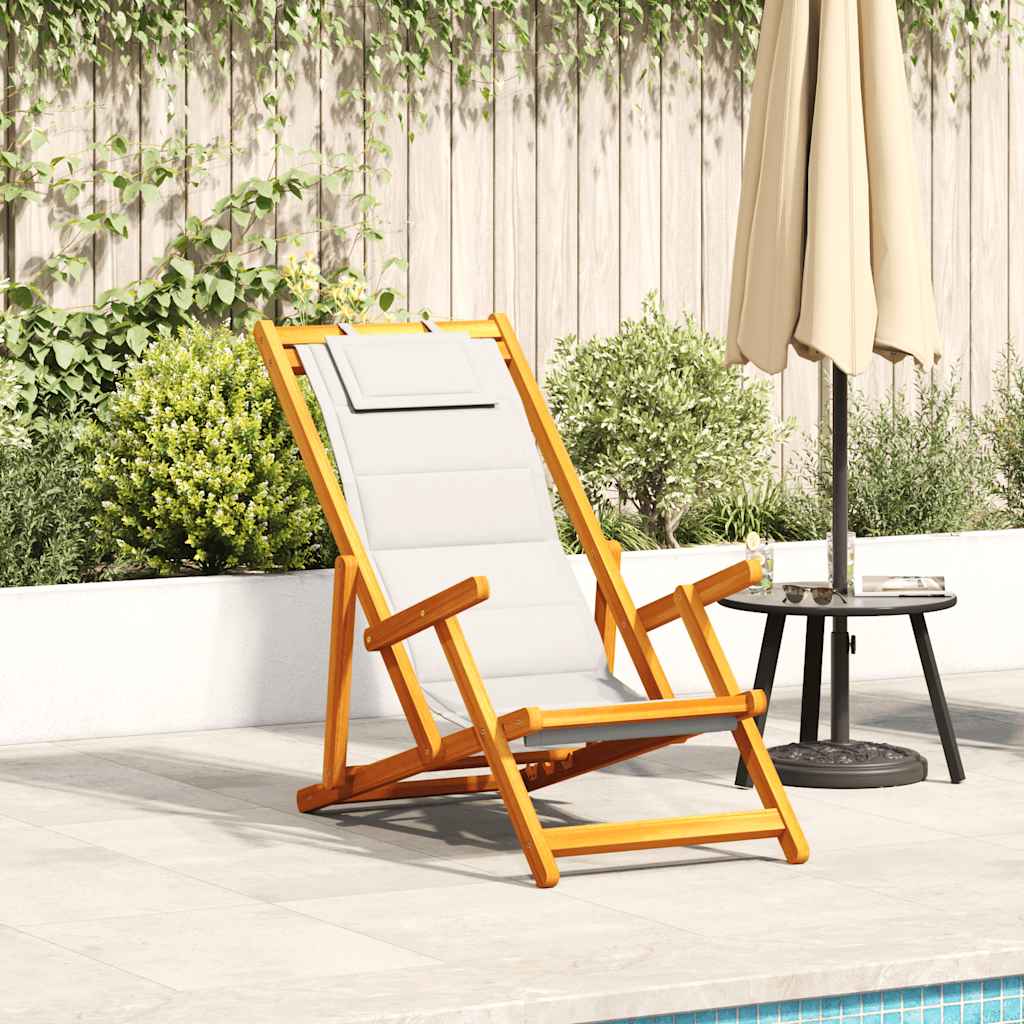 Solid Wood Folding Beach Chair with Armrests