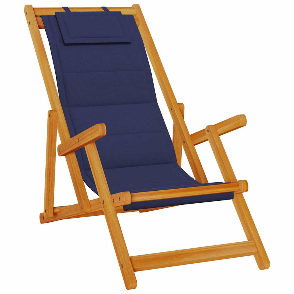 Solid Wood Folding Beach Chair with Armrests