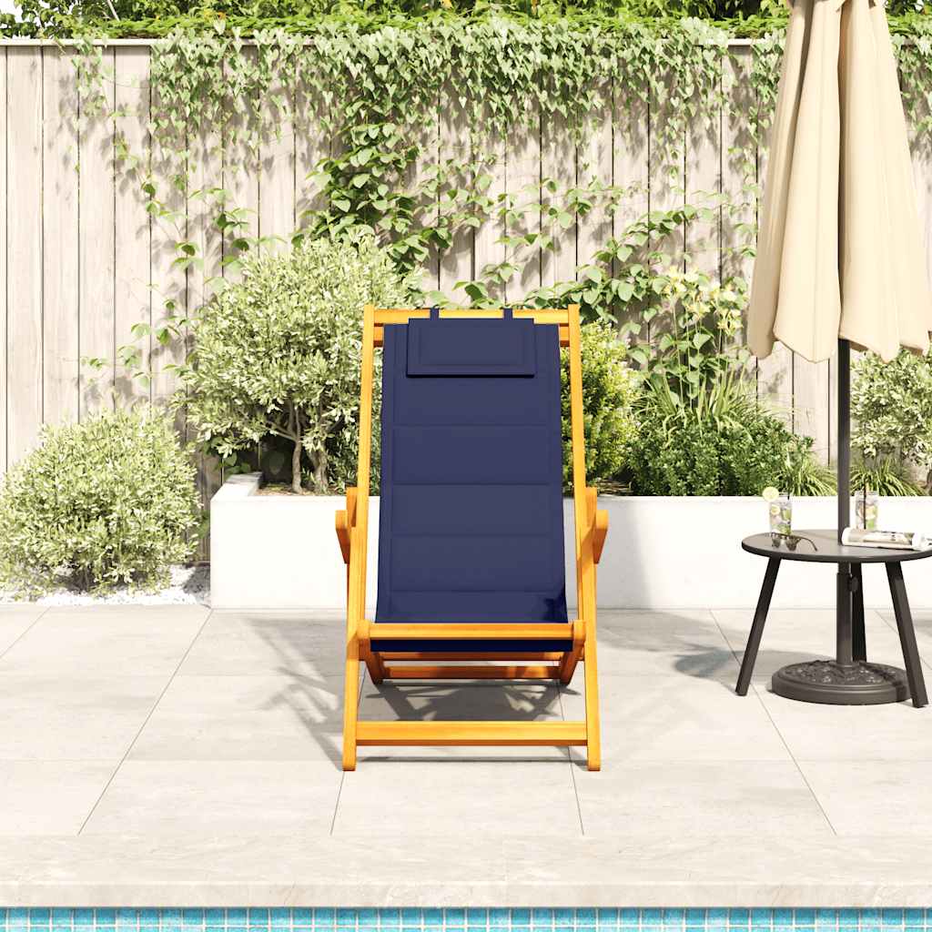 Solid Wood Folding Beach Chair with Armrests