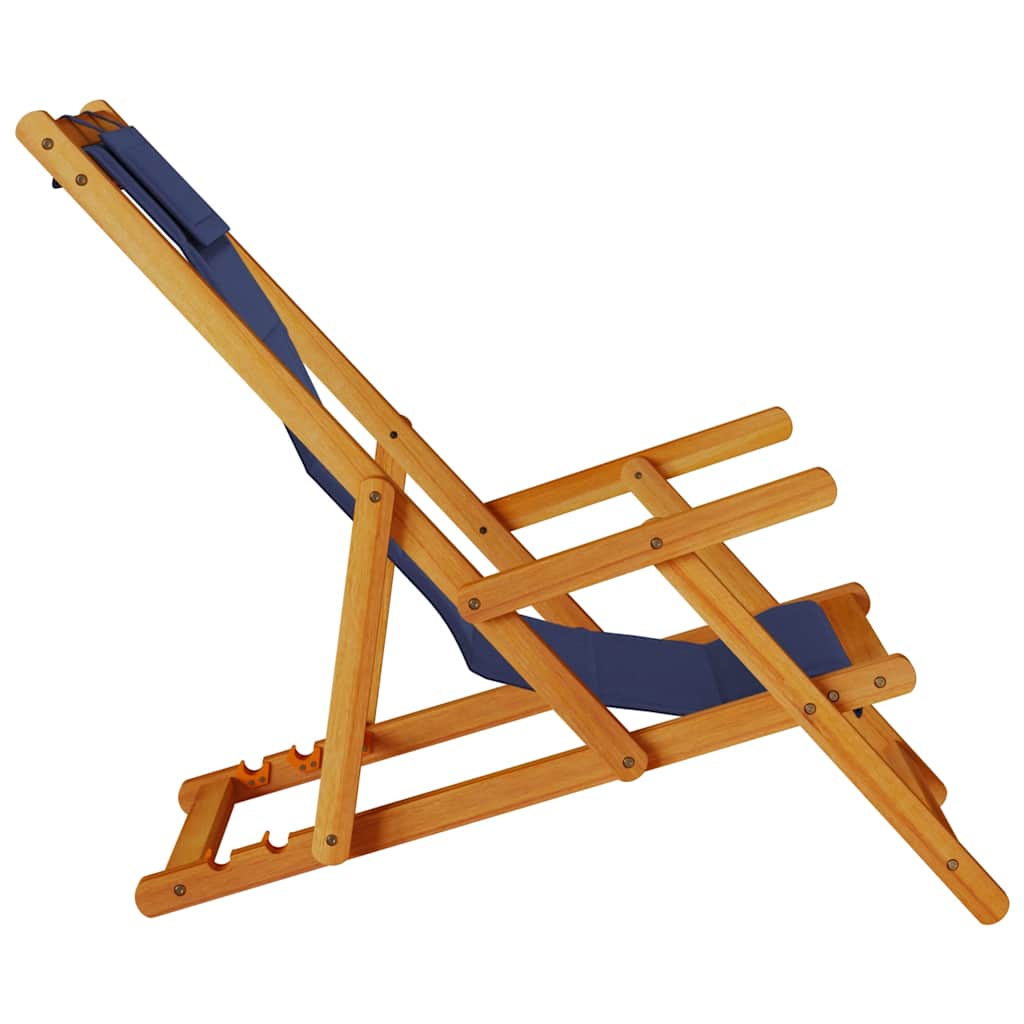 Solid Wood Folding Beach Chair with Armrests